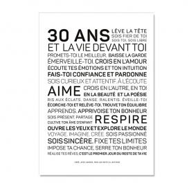 Carte anniversaire 30 ans Homme @bonjourbibiche