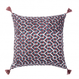 Coussin ethnique chic Jamini Basile Brique 40 x 40 cm