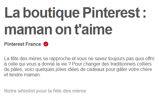 Pinterest Fête des mères