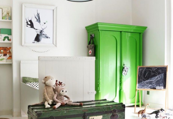 Déco : du vert pour la chambre des enfants